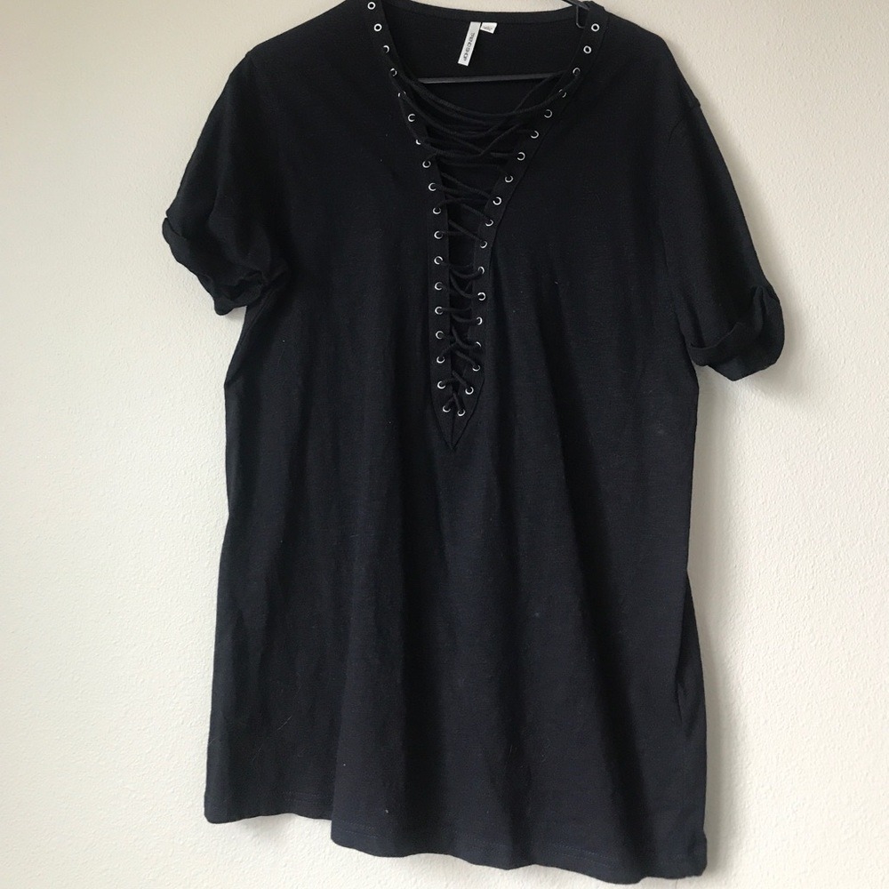 Black lace up top